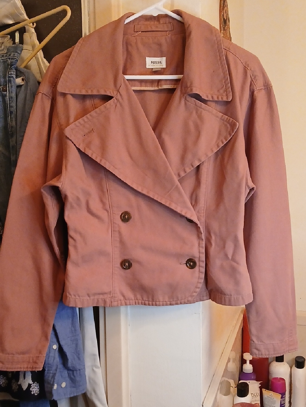 Fossil 50%modern,50%vintage,‎ Women's Rose-Taupe Double-Breasted Trench Jacket